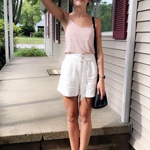 high waist belted shorts